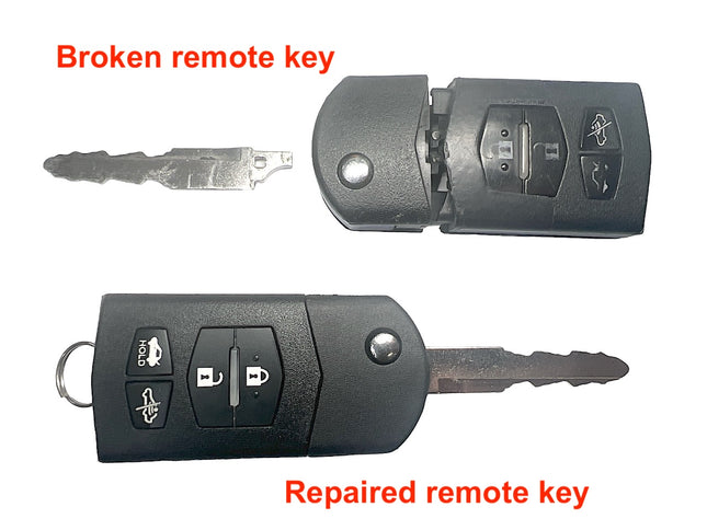 Repair service for Mazda 2 3 6 MX-5 2, 3 or 4 button remote flip key