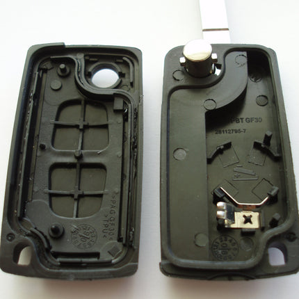 RFC 2 button flip key case for Peugeot 307 remote fob HU83 2005 2006 2007 2008