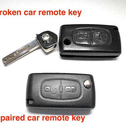 Repair service for Peugeot 308 2 button remote flip key 2007 2008 2009 2010 2011 2012