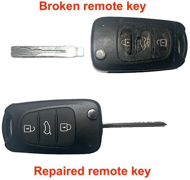Repair service for Kia Soul 3 button remote flip key 2008 2009 2010 2011 2012 2013