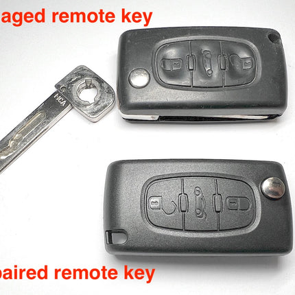 Repair service for Citroen C4 Picasso 3 button remote flip key 2007 2008 2009 2010 2011 2012 2013 2014