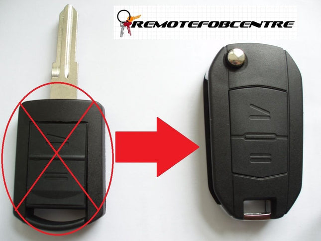 2 button flip key case upgrade for Vauxhall Opel Corsa C Meriva Combo remote fob - HU46 blade profile