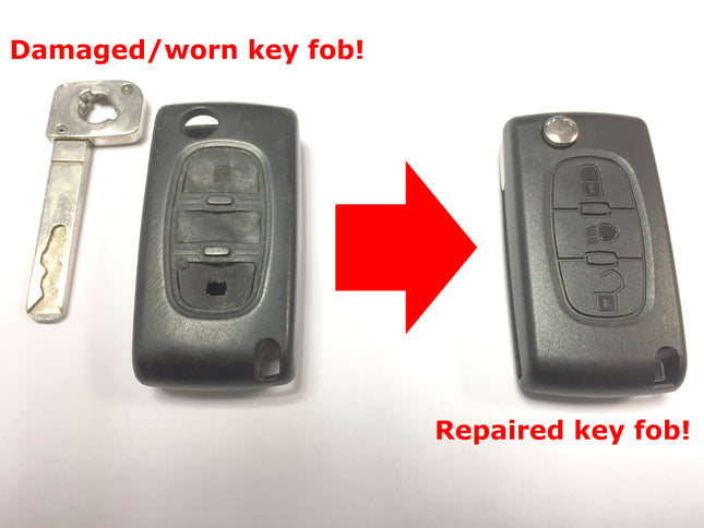 Repair service for Citroen C4 C6 3 button remote flip key 2004 2005 2006 2007 2008 2009 2010 2011 2012