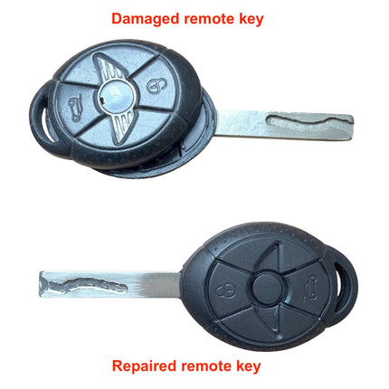 Repair service for Mini Cooper S R50 R52 R53 3 button remote key fob battery replacement + new case 2003 2004 2005 2006 2007