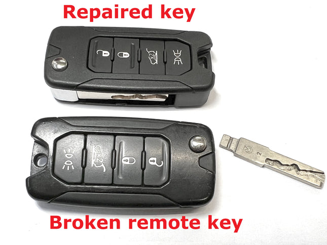 Repair service for Jeep Renegade 3 or 4 button remote flip key 2014 2015 2016 2017 2018 2019 2020 2021