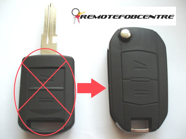 2 button flip key case upgrade for Vauxhall Opel Corsa C Combo Meriva remote key - YM28 blade profile