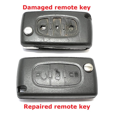 Repair service for Peugeot Partner 3 button van remote flip key 2008 2009 2010 2011 2012 2013 2014 2015 2016 2017 2018