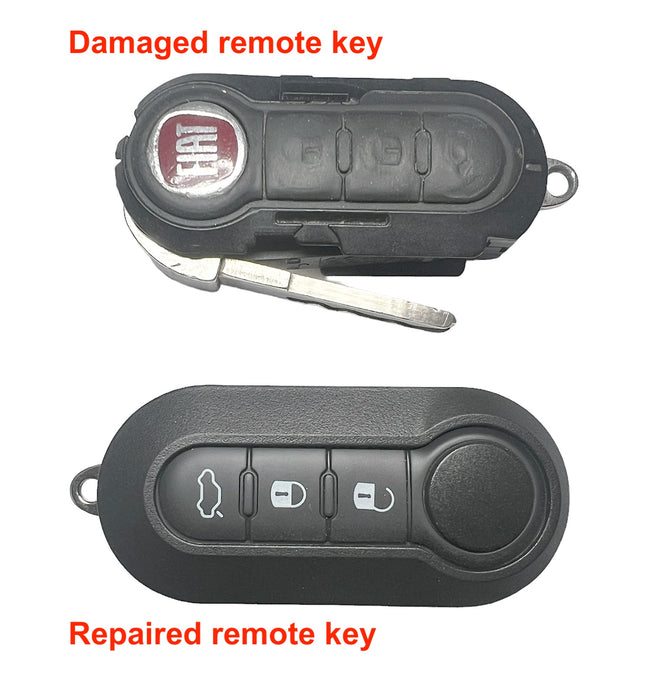 Repair service for Fiat 500 button remote flip key 2008 2009 2010 2011 2012 2013 2014 2015 2016 2017 2018 2019 2020