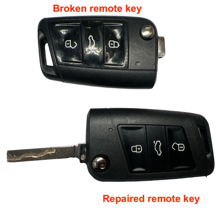 Repair service for VW Volkswagen Polo 3 button remote flip key 2013 2014 2015 2016 2017