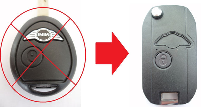 2 button flip key case upgrade for BMW Mini One Cooper S remote R50 2000 2001 2002 2003