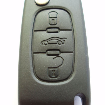 Replacement 3 button flip key case for Peugeot 407 607 307CC remote fob - battery attached to case