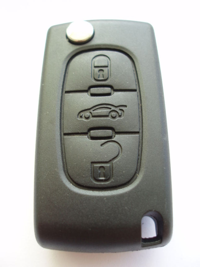 RFC 3 button flip key case for Peugeot 407 607 307CC remote fob - battery attached to case
