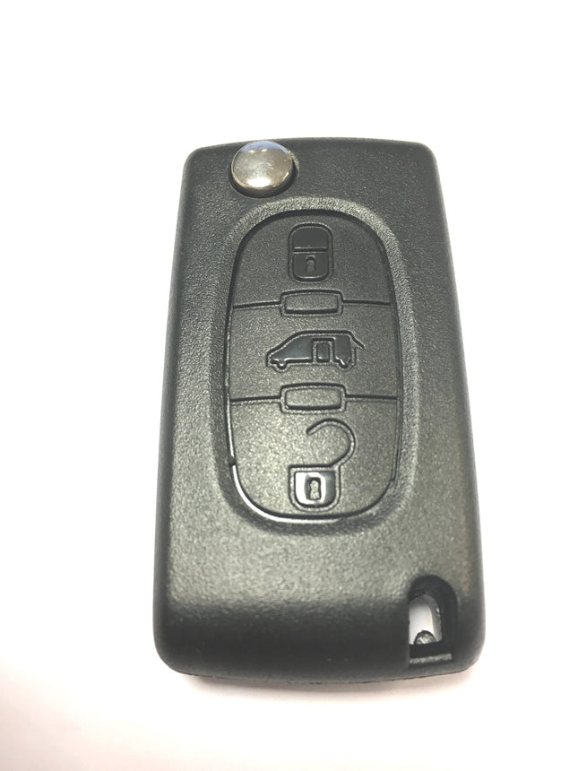 RFC 3 button flip key case for Peugeot Partner remote fob (battery attached to case) 2008 2009 2010 2011 2012 2013 2014 2015 2016 2017