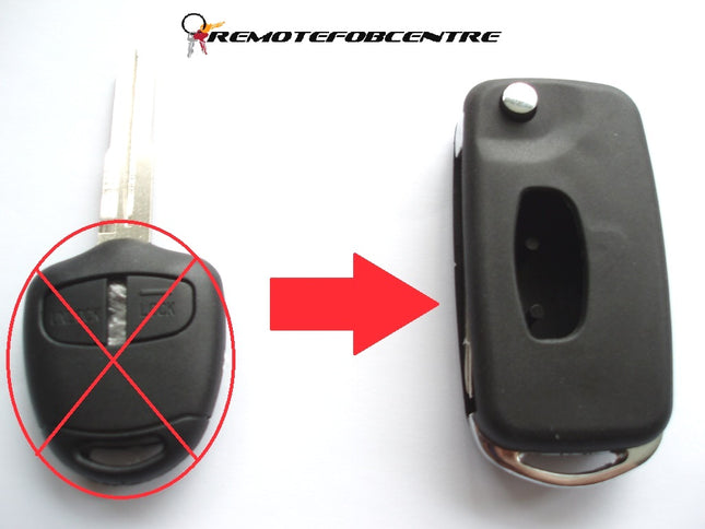 2 button flip key case upgrade for Mitsubishi Outlander Shogun Lancer remote key - left groove blade