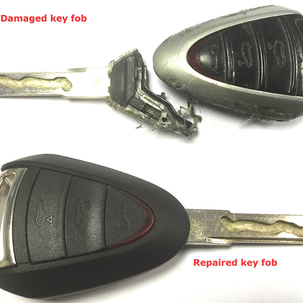 Repair service for Porsche 911 997 2 or 3 button remote key fob 2004 2005 2006 2007 2008 2009 2010 2011 2012