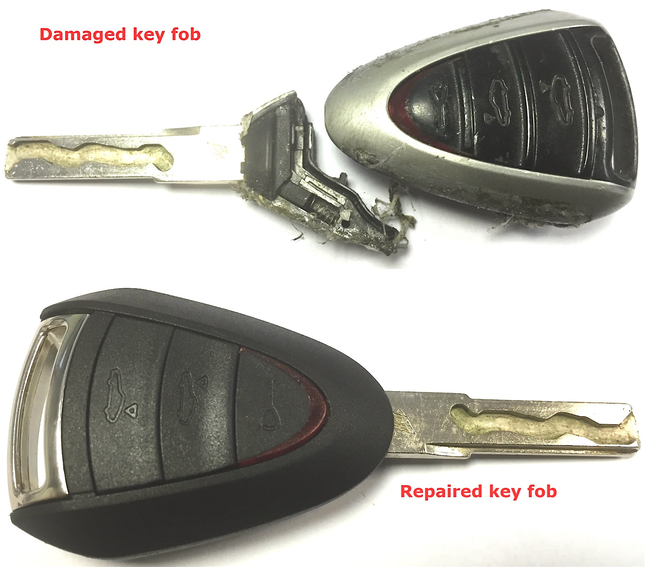 Repair service for Porsche 911 997 2 or 3 button remote key fob 2004 2005 2006 2007 2008 2009 2010 2011 2012