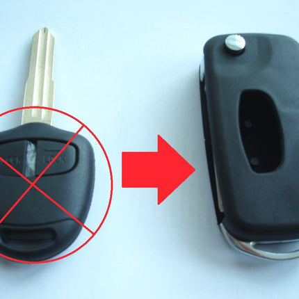 2 button key case key case upgrade for Mitsubishi Outlander Warrior Shogun L200 Lancer remote - MIT11 right groove blade