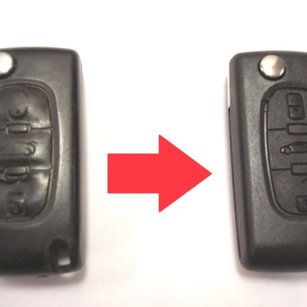 Repair service for Peugeot 407 3 button remote flip key 2004 2005 2006 2007 2008 2009 2010