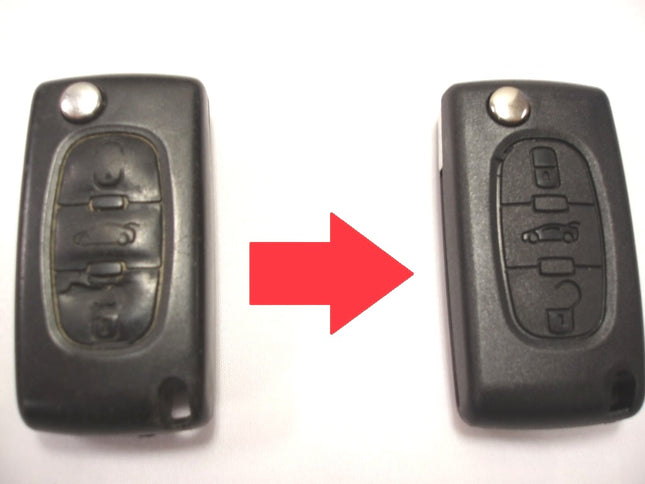 Repair service for Peugeot 407 3 button remote flip key 2004 2005 2006 2007 2008 2009 2010