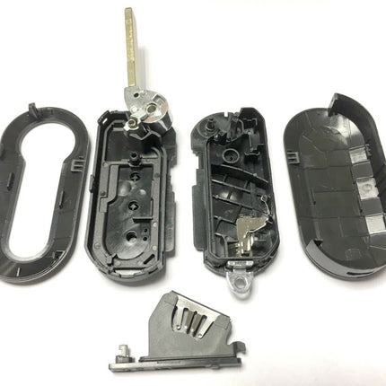 RFC 3 button flip key case for Fiat 500 remote fob 2007 2008 2009 2010 2011 2012 2013 2014 2015 2016 2017 2018 2019 2020 SIP22 key blade